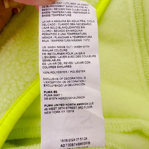 Puma Sherpa Fleece Jacket w/ Woven Pocket Neon Yellow Green Winter Active XL NWT - Picture 9 of 10